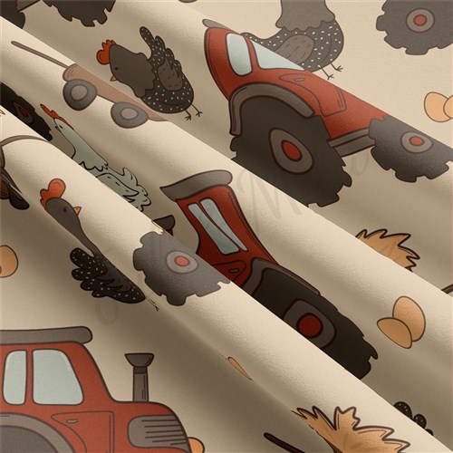 Farm Animals Double Brushed Polyester Fabric Jersey Stretchy Soft Polyester Stretch Fabric