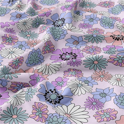 Floral Flowers Double Brushed Polyester Fabric Jersey Stretchy Soft Polyester Stretch Fabric