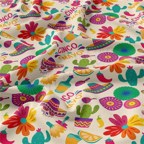 Cinco De Mayo Double Brushed Polyester Fabric Jersey Stretchy Soft Polyester Stretch Fabric