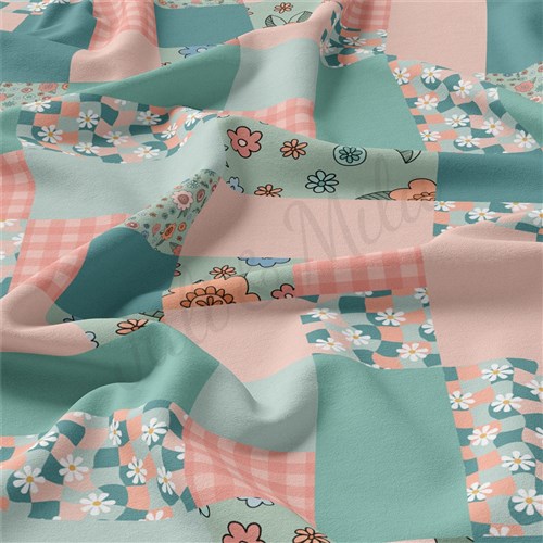Floral Flowers Double Brushed Polyester Fabric Jersey Stretchy Soft Polyester Stretch Fabric