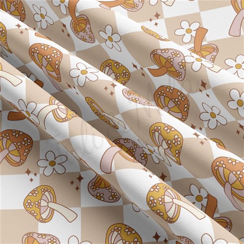 Mushrooms Double Brushed Polyester Fabric Jersey Stretchy Soft Polyester Stretch Fabric