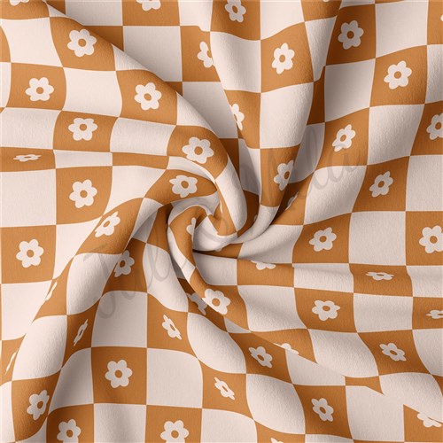 Floral Check Double Brushed Polyester Fabric Jersey Stretchy Soft Polyester Stretch Fabric
