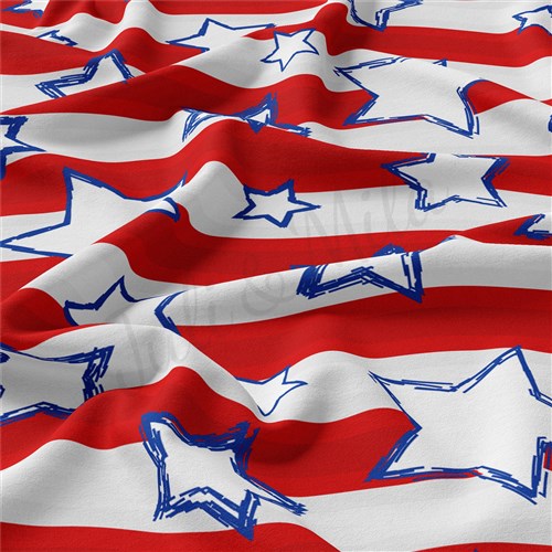4th of July Patriotic Double Brushed Polyester Fabric Jersey Stretchy Soft Polyester Stretch Fabric