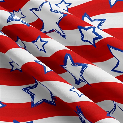 4th of July Patriotic Double Brushed Polyester Fabric Jersey Stretchy Soft Polyester Stretch Fabric