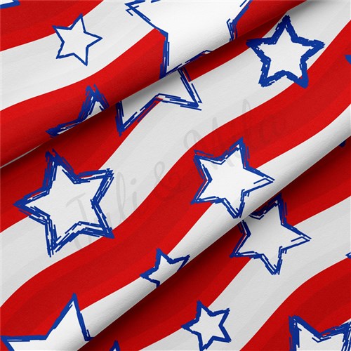 4th of July Patriotic Double Brushed Polyester Fabric Jersey Stretchy Soft Polyester Stretch Fabric