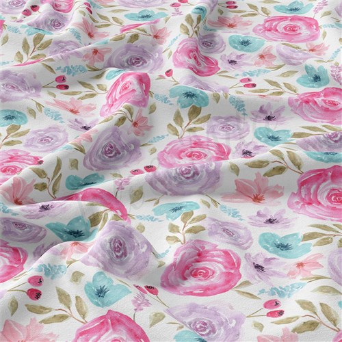 Floral Double Brushed Polyester Fabric Jersey Stretchy Soft Polyester Stretch Fabric