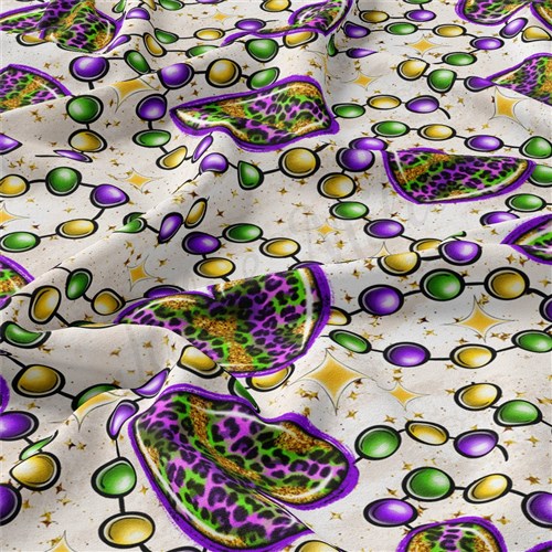 Mardi Gras Double Brushed Polyester Fabric Jersey Stretchy Soft Polyester Stretch Fabric