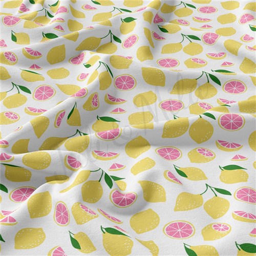 Lemon Summer Fruit Double Brushed Polyester Fabric Jersey Stretchy Soft Polyester Stretch Fabric