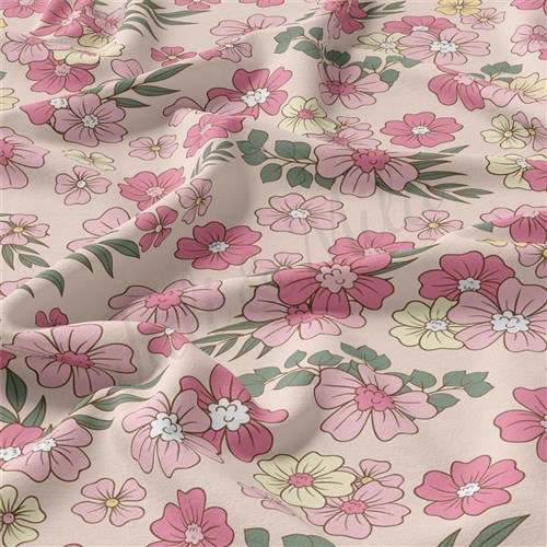 Floral Double Brushed Polyester Fabric Jersey Stretchy Soft Polyester Stretch Fabric