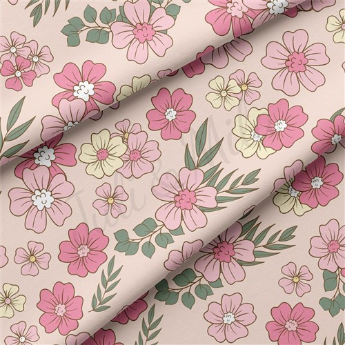 Floral Double Brushed Polyester Fabric Jersey Stretchy Soft Polyester Stretch Fabric