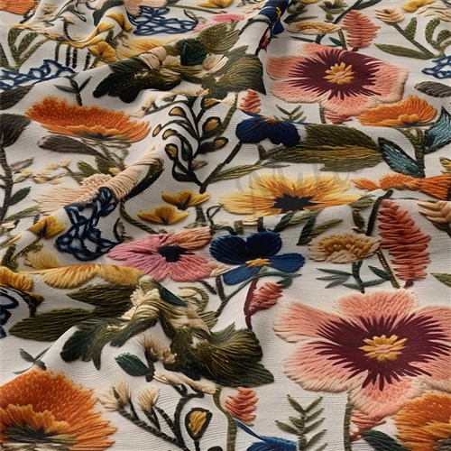 Embroidery Floral Double Brushed Polyester Fabric Jersey Stretchy Soft Polyester Stretch Fabric