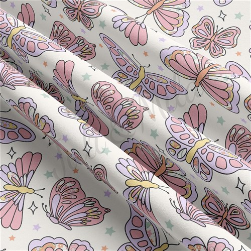 Butterflies Double Brushed Polyester Fabric Jersey Stretchy Soft Polyester Stretch Fabric