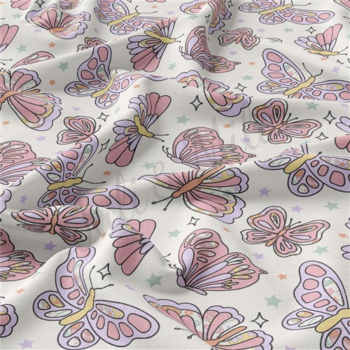 Butterflies Double Brushed Polyester Fabric Jersey Stretchy Soft Polyester Stretch Fabric