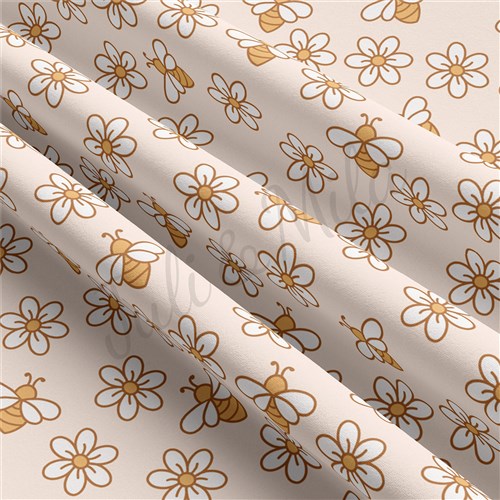 Bees Double Brushed Polyester Fabric Jersey Stretchy Soft Polyester Stretch Fabric