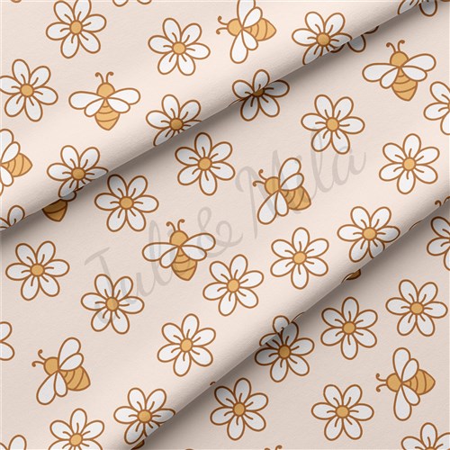 Bees Double Brushed Polyester Fabric Jersey Stretchy Soft Polyester Stretch Fabric