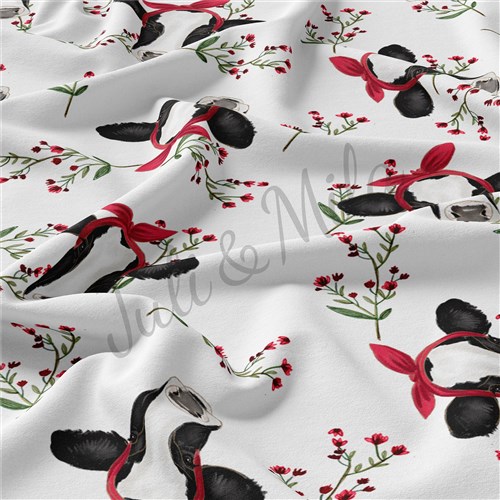 Cow Double Brushed Polyester Fabric Jersey Stretchy Soft Polyester Stretch Fabric