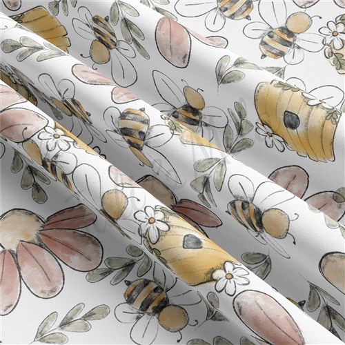 Bees Double Brushed Polyester Fabric Jersey Stretchy Soft Polyester Stretch Fabric