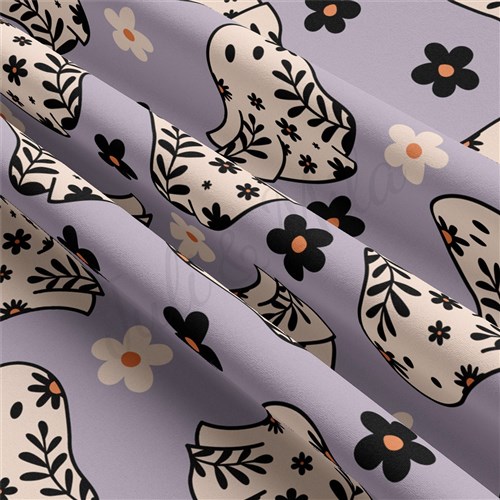Halloween Ghosts Double Brushed Polyester Fabric Jersey Stretchy Soft Polyester Stretch Fabric