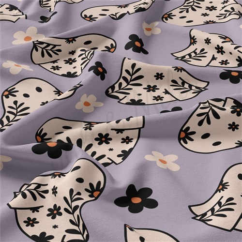 Halloween Ghosts Double Brushed Polyester Fabric Jersey Stretchy Soft Polyester Stretch Fabric