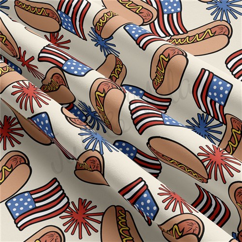 4th of July Patriotic Double Brushed Polyester Fabric Jersey Stretchy Soft Polyester Stretch Fabric
