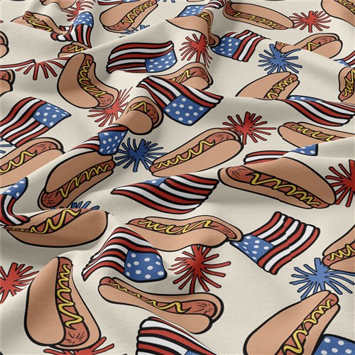 4th of July Patriotic Double Brushed Polyester Fabric Jersey Stretchy Soft Polyester Stretch Fabric
