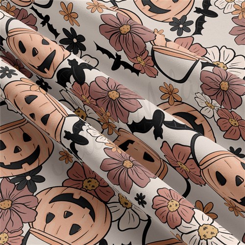 Halloween Ghosts Double Brushed Polyester Fabric Jersey Stretchy Soft Polyester Stretch Fabric