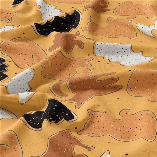 Halloween Ghosts Double Brushed Polyester Fabric Jersey Stretchy Soft Polyester Stretch Fabric