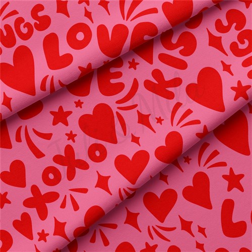 Valentine's Day Double Brushed Polyester Fabric Jersey Stretchy Soft Polyester Stretch Fabric