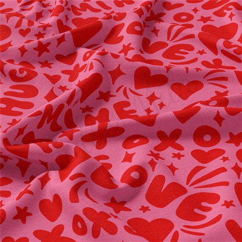 Valentine's Day Double Brushed Polyester Fabric Jersey Stretchy Soft Polyester Stretch Fabric