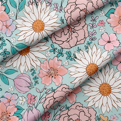 Floral Double Brushed Polyester Fabric Jersey Stretchy Soft Polyester Stretch Fabric