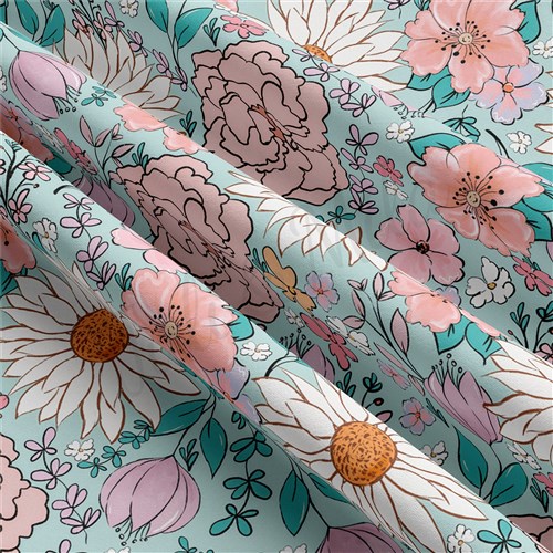 Floral Double Brushed Polyester Fabric Jersey Stretchy Soft Polyester Stretch Fabric