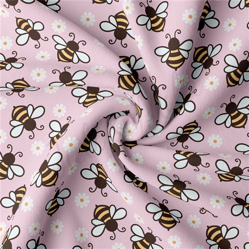 Bees Double Brushed Polyester Fabric Jersey Stretchy Soft Polyester Stretch Fabric