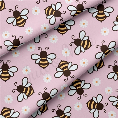 Bees Double Brushed Polyester Fabric Jersey Stretchy Soft Polyester Stretch Fabric