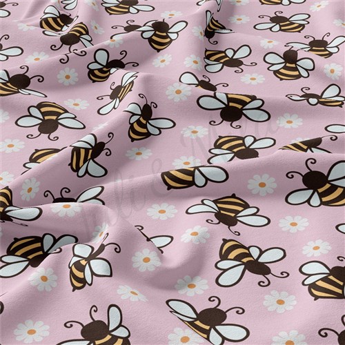 Bees Double Brushed Polyester Fabric Jersey Stretchy Soft Polyester Stretch Fabric