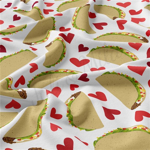 Tacos Valentine's Day Double Brushed Polyester Fabric Jersey Stretchy Soft Polyester Stretch Fabric