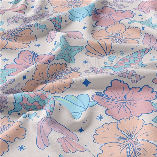 Summer Mermaid Double Brushed Polyester Fabric Jersey Stretchy Soft Polyester Stretch Fabric