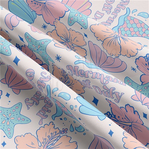 Summer Mermaid Double Brushed Polyester Fabric Jersey Stretchy Soft Polyester Stretch Fabric