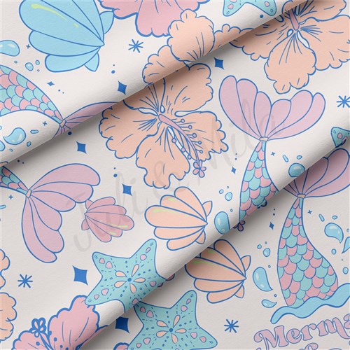 Summer Mermaid Double Brushed Polyester Fabric Jersey Stretchy Soft Polyester Stretch Fabric