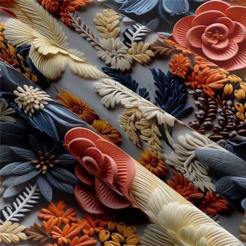 Embroidery Flowers Double Brushed Polyester Fabric Jersey Stretchy Soft Polyester Stretch Fabric