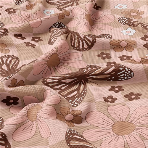Butterflies Butterfly Double Brushed Polyester Fabric Jersey Stretchy Soft Polyester Stretch Fabric