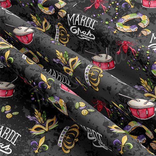 Mardi Gras Double Brushed Polyester Fabric Jersey Stretchy Soft Polyester Stretch Fabric