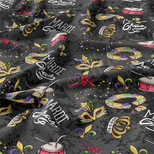 Mardi Gras Double Brushed Polyester Fabric Jersey Stretchy Soft Polyester Stretch Fabric