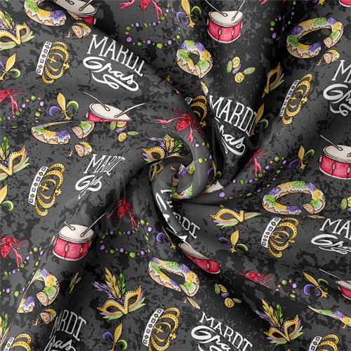 Mardi Gras Double Brushed Polyester Fabric Jersey Stretchy Soft Polyester Stretch Fabric