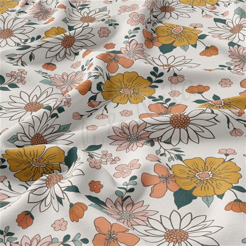 Floral Double Brushed Polyester Fabric Jersey Stretchy Soft Polyester Stretch Fabric