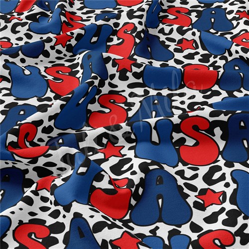 4th of July Patriotic Double Brushed Polyester Fabric Jersey Stretchy Soft Polyester Stretch Fabric