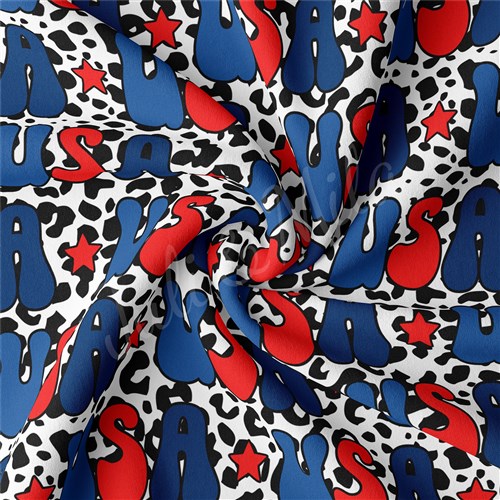 4th of July Patriotic Double Brushed Polyester Fabric Jersey Stretchy Soft Polyester Stretch Fabric