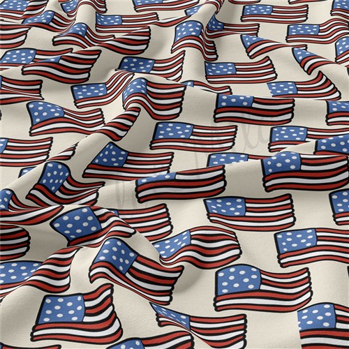 4th of July Patriotic Double Brushed Polyester Fabric Jersey Stretchy Soft Polyester Stretch Fabric