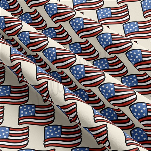 4th of July Patriotic Double Brushed Polyester Fabric Jersey Stretchy Soft Polyester Stretch Fabric
