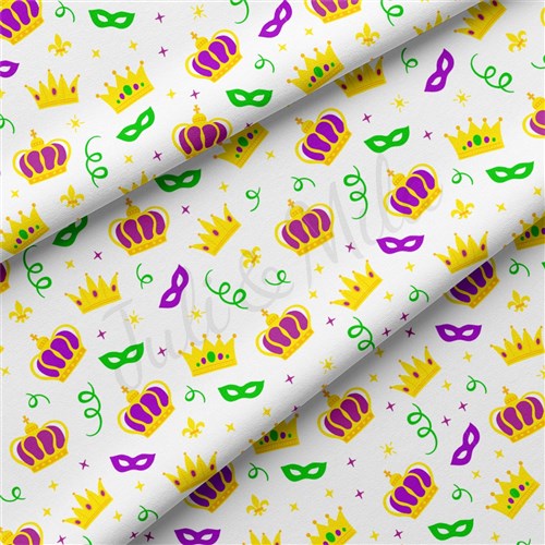 Mardi Gras Double Brushed Polyester Fabric Jersey Stretchy Soft Polyester Stretch Fabric