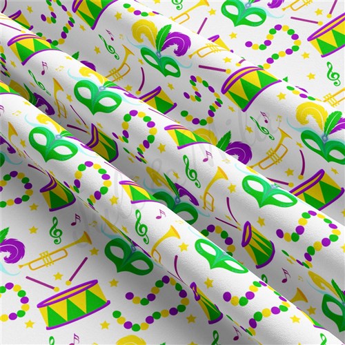 Mardi Gras Double Brushed Polyester Fabric Jersey Stretchy Soft Polyester Stretch Fabric
